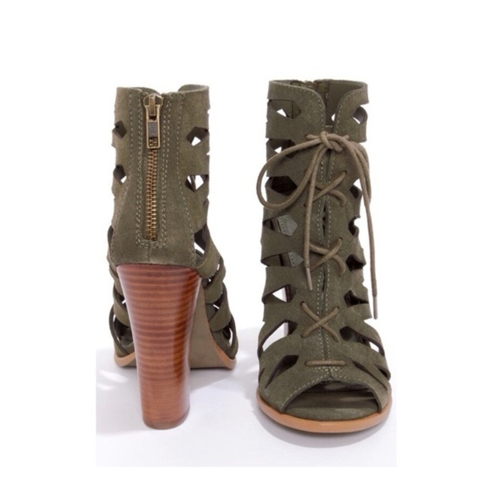 MIA Shoes Ira Olive Suede Lace-Up Gladiator Sandals